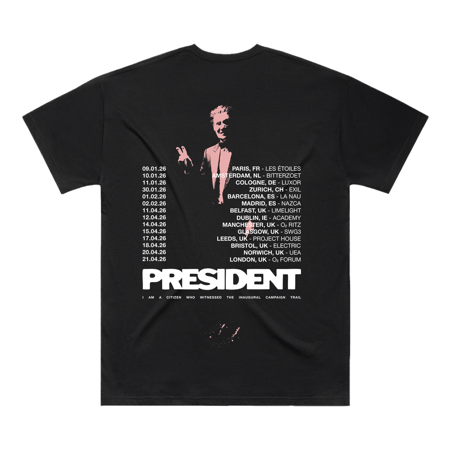 Peace Sign UK EU 2026 Tour T-shirt Black