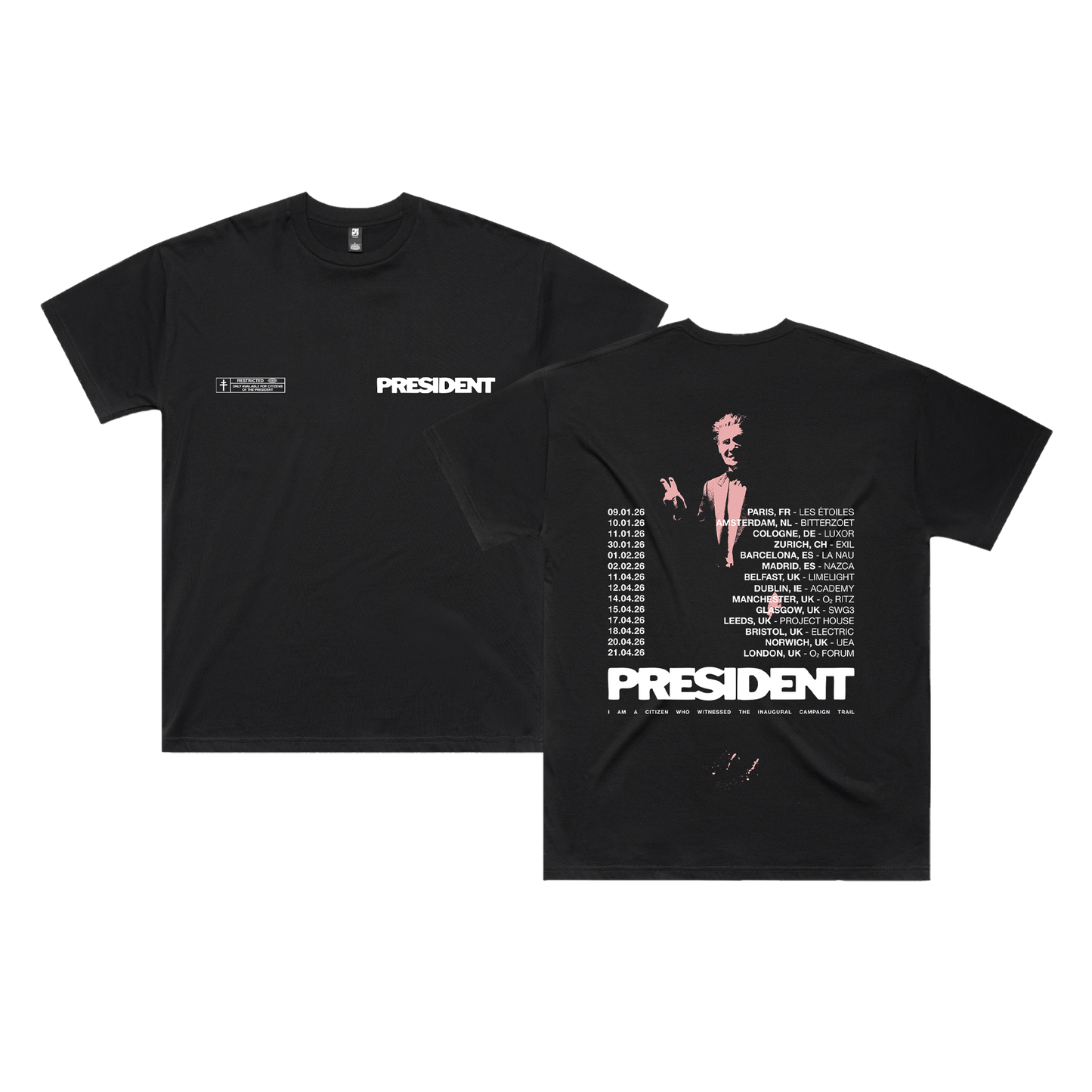 Peace Sign UK EU 2026 Tour T-shirt Black
